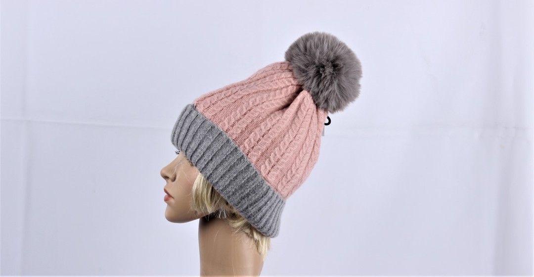 Head Start cashmere 2 tone fleece lined beanie pink STYLE : HS4845PNK image 0